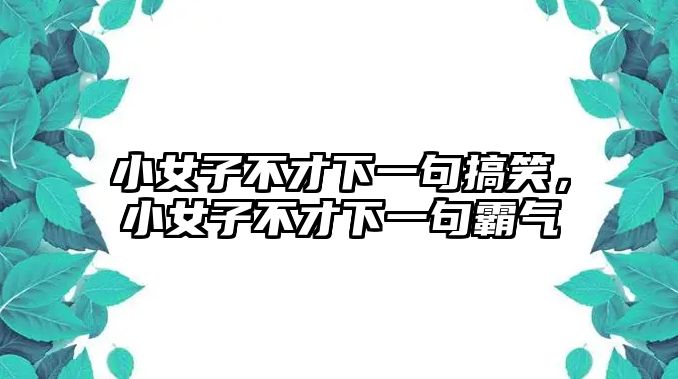 小女子不才下一句搞笑，小女子不才下一句霸氣