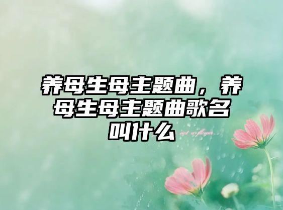 養(yǎng)母生母主題曲，養(yǎng)母生母主題曲歌名叫什么
